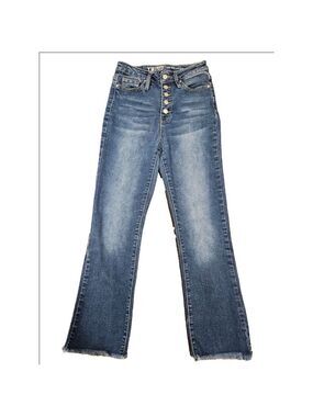 YMI Junior Women's Dream Jeans High-Rise Ankle Flare Raw Hem Size 3 Waist 26